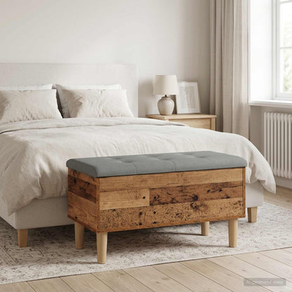 vidaXL Storage Bench with Cushion Old Wood 82 x 42 x 46 cm