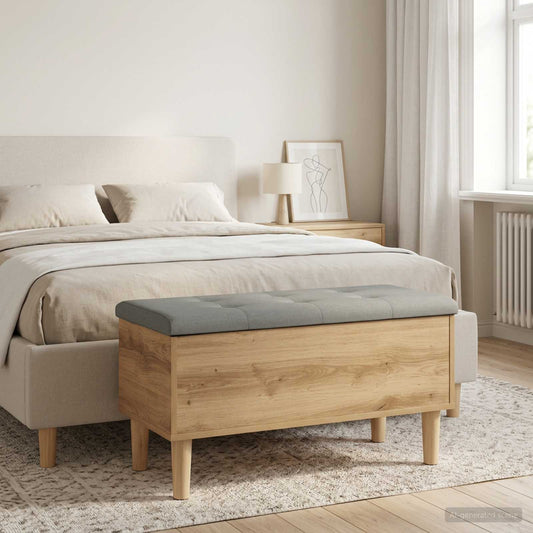 vidaXL Storage Bench with Cushion Artisan Oak 82 x 42 x 46 cm
