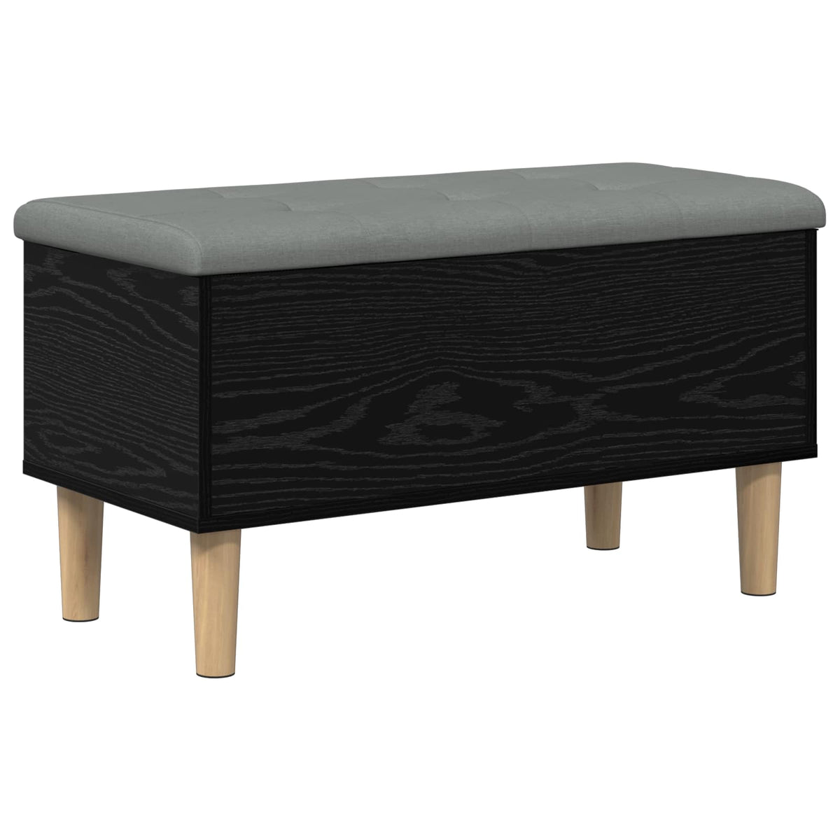vidaXL Storage Bench with Cushion Black Oak 82 x 42 x 46 cm