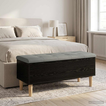 vidaXL Storage Bench with Cushion Black Oak 102 x 42 x 46 cm