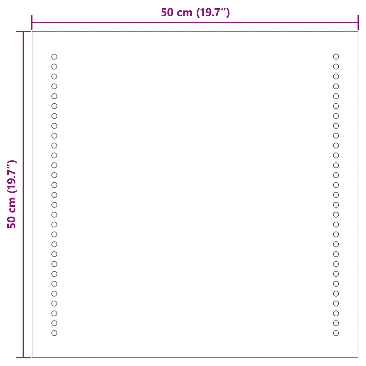 vidaXL LED Bathroom Mirror Transparent 50 x 50 cm Tempered Glass
