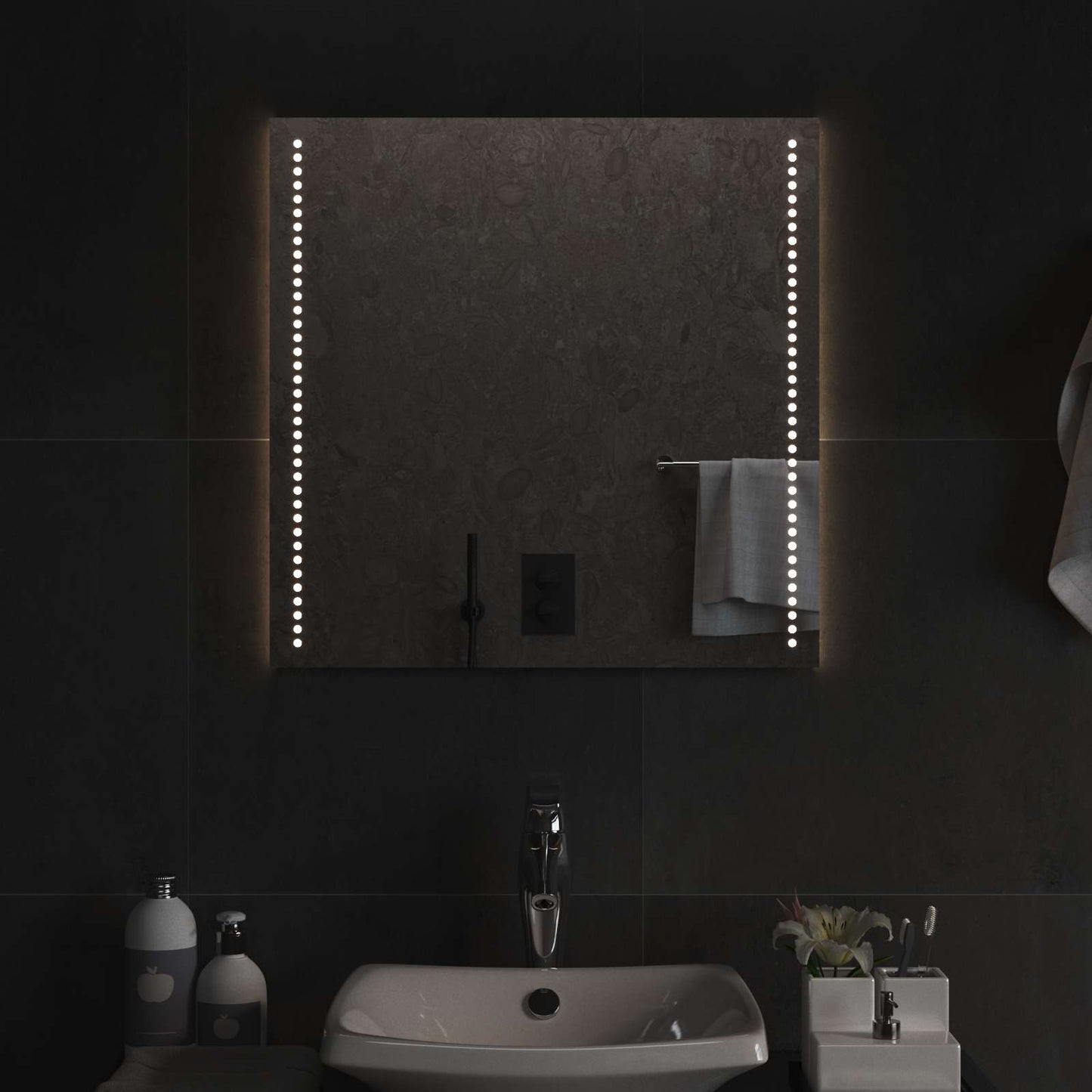 vidaXL LED Bathroom Mirror Transparent 60 x 60 cm Tempered Glass