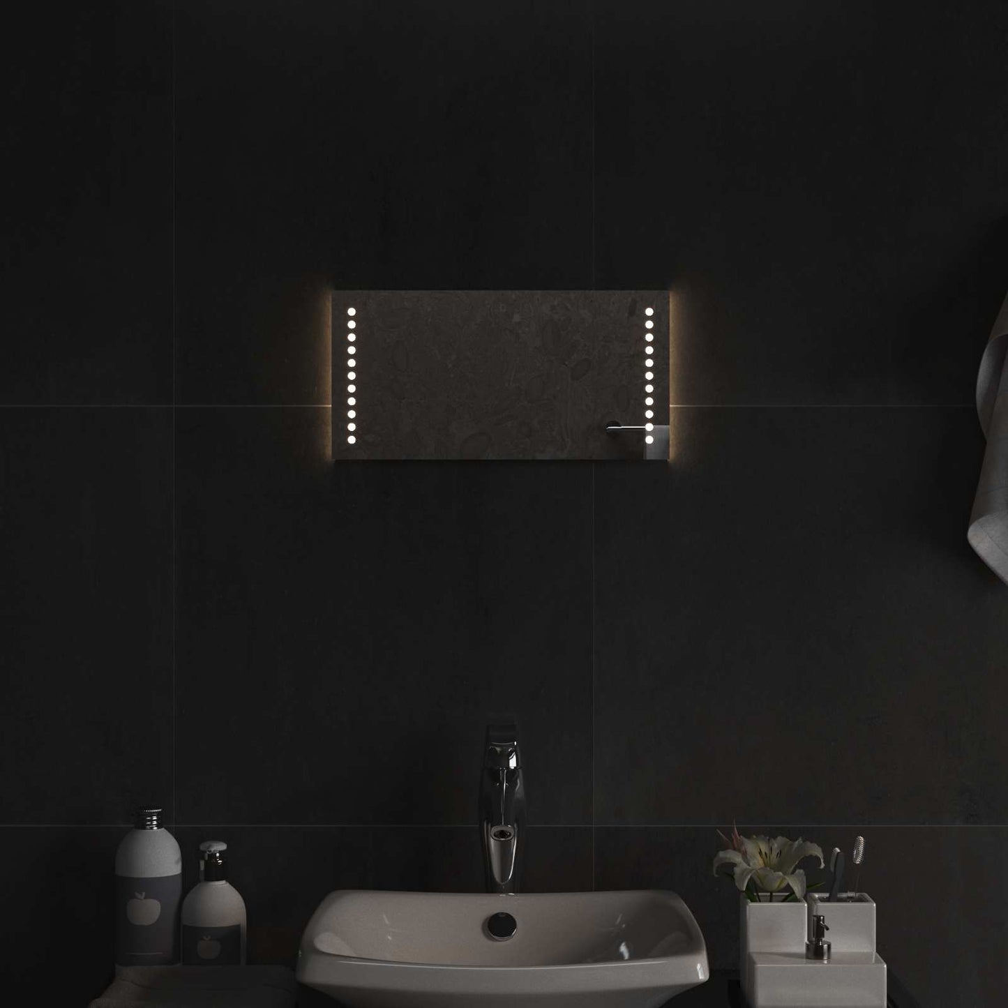vidaXL LED Bathroom Mirror Transparent 40 x 20 cm Tempered Glass