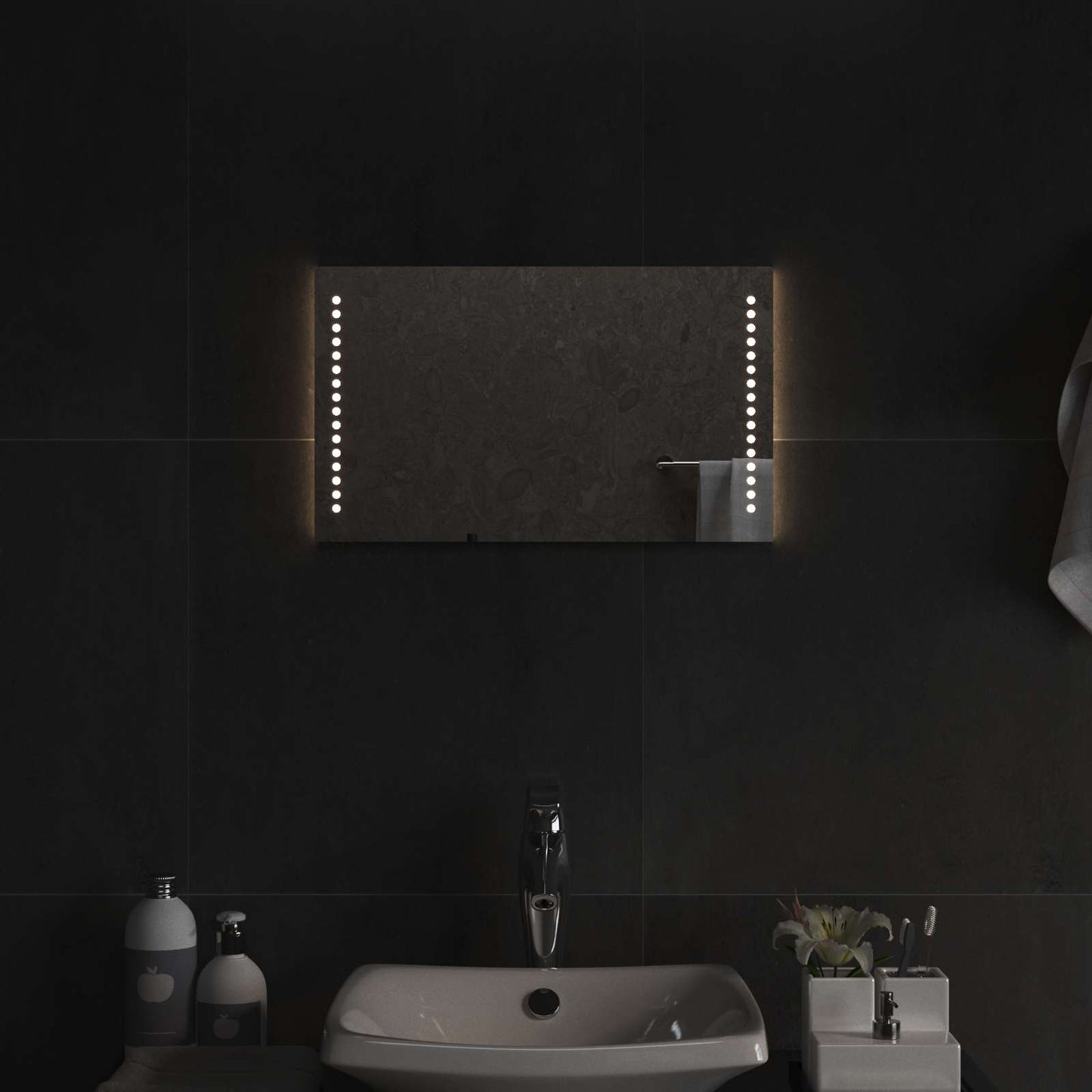 vidaXL LED Bathroom Mirror Transparent 50 x 30 cm Tempered Glass