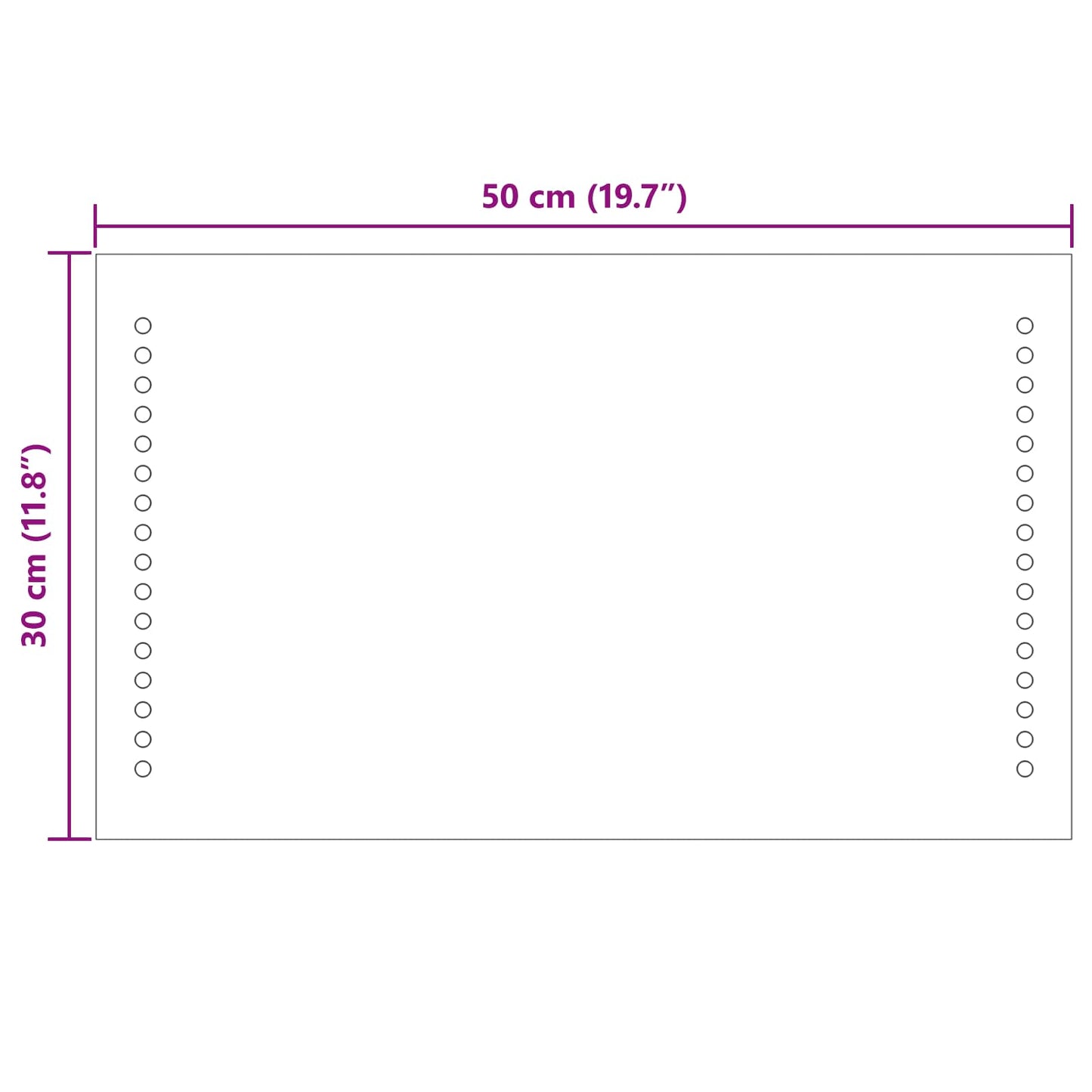 vidaXL LED Bathroom Mirror Transparent 50 x 30 cm Tempered Glass