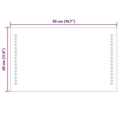 vidaXL LED Bathroom Mirror Transparent 50 x 30 cm Tempered Glass