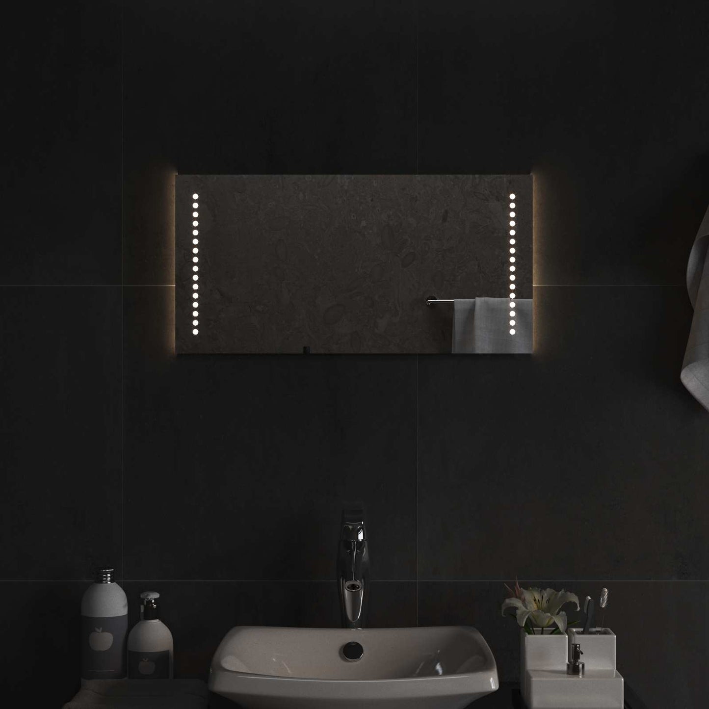 vidaXL LED Bathroom Mirror Transparent 30 x 60 cm Tempered Glass