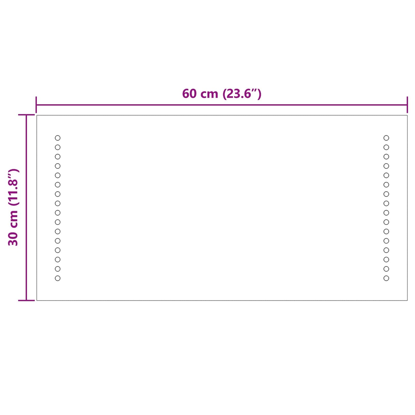 vidaXL LED Bathroom Mirror Transparent 30 x 60 cm Tempered Glass