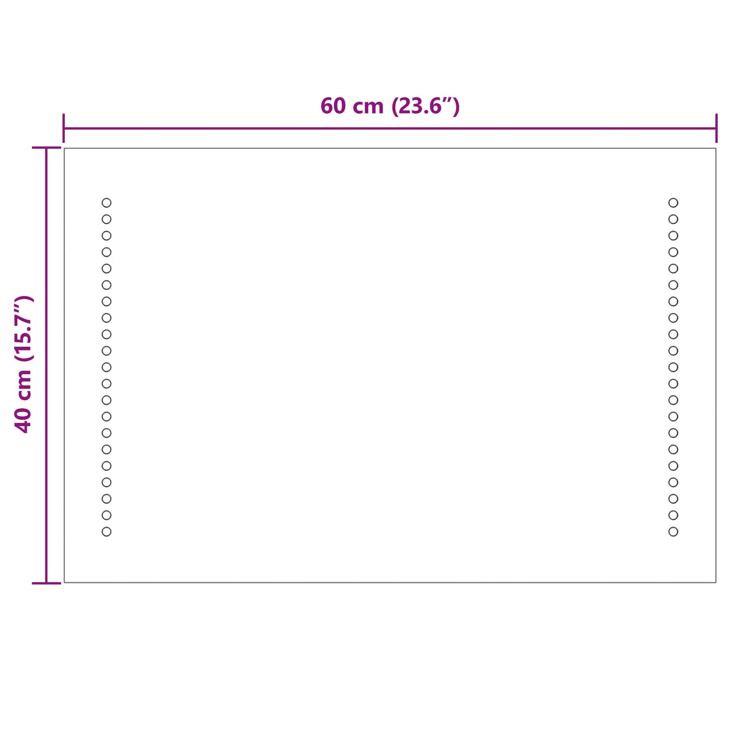vidaXL LED Bathroom Mirror Transparent 40 x 60 cm Tempered Glass