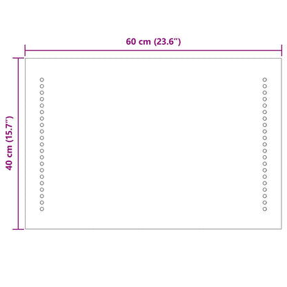 vidaXL LED Bathroom Mirror Transparent 40 x 60 cm Tempered Glass