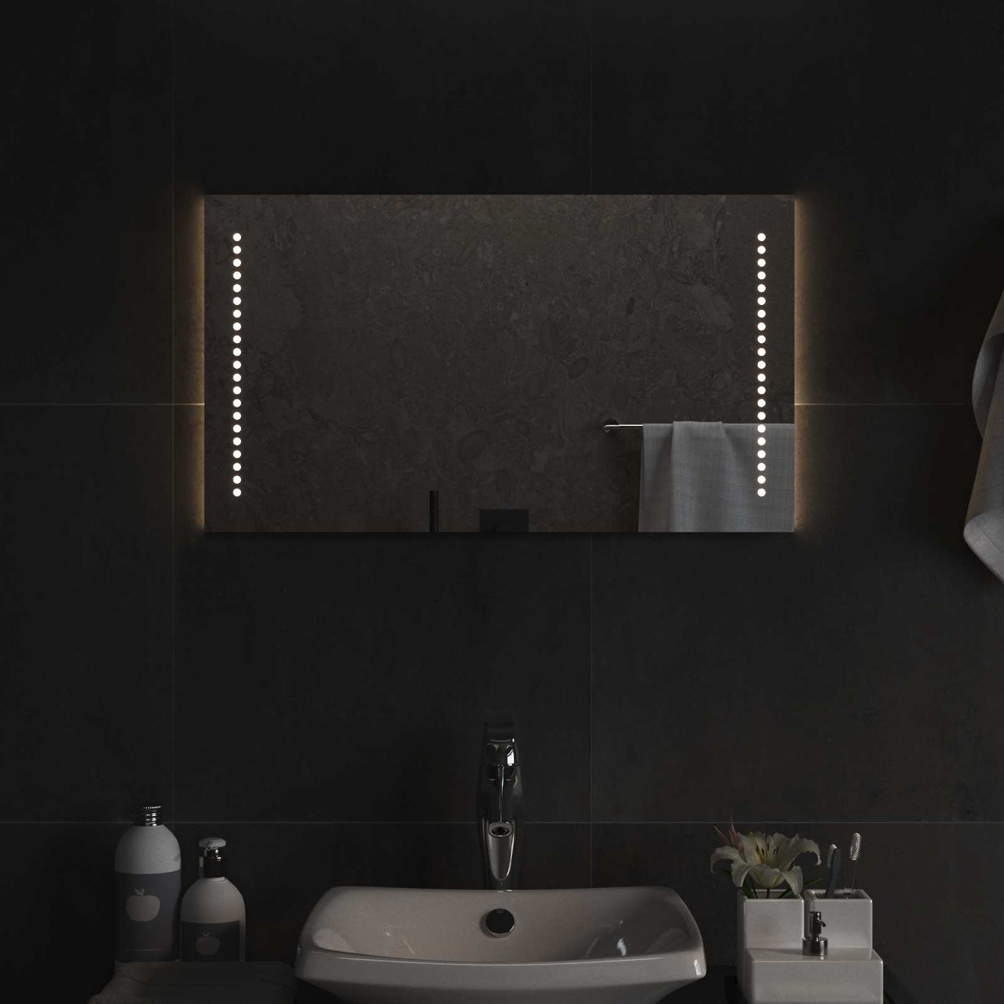 vidaXL LED Bathroom Mirror Transparent 40 x 70 cm Tempered Glass