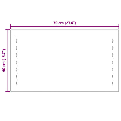 vidaXL LED Bathroom Mirror Transparent 40 x 70 cm Tempered Glass