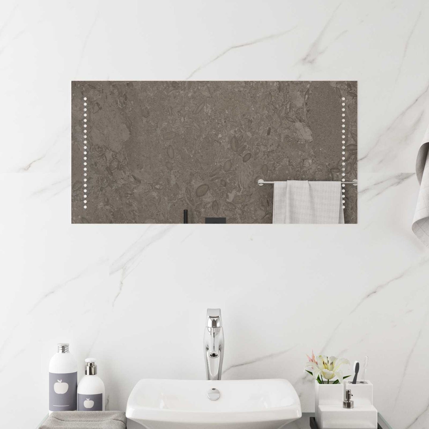 vidaXL LED Bathroom Mirror Transparent 40 x 80 cm Tempered Glass