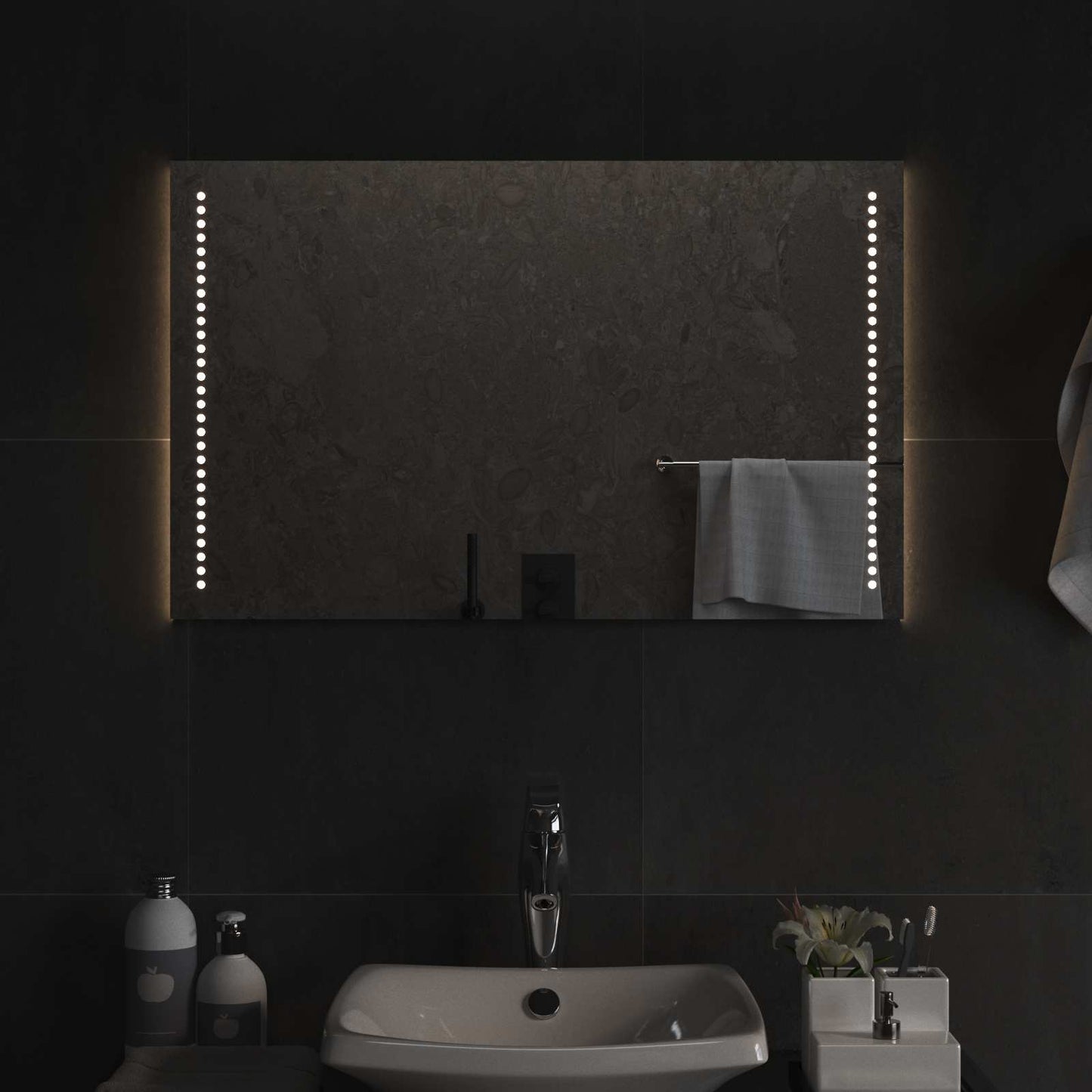 vidaXL LED Bathroom Mirror Transparent 50 x 80 cm Tempered Glass