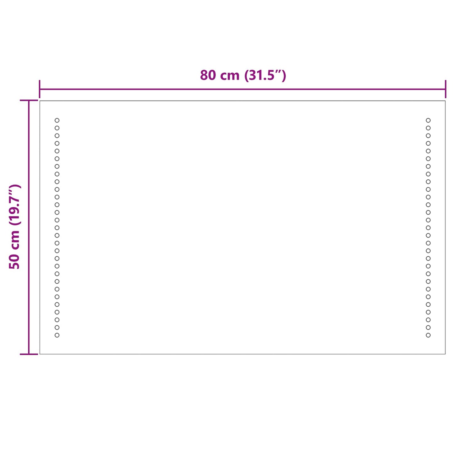vidaXL LED Bathroom Mirror Transparent 50 x 80 cm Tempered Glass