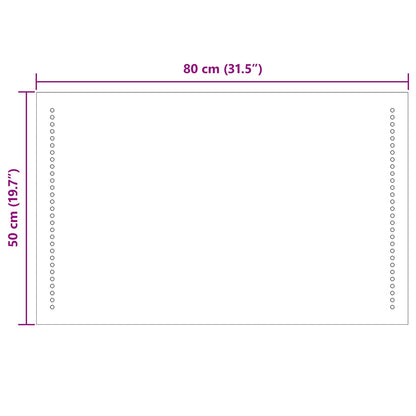 vidaXL LED Bathroom Mirror Transparent 50 x 80 cm Tempered Glass