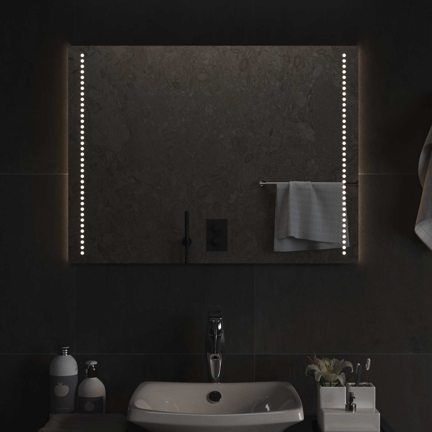 vidaXL LED Bathroom Mirror Transparent 60 x 80 cm Tempered Glass