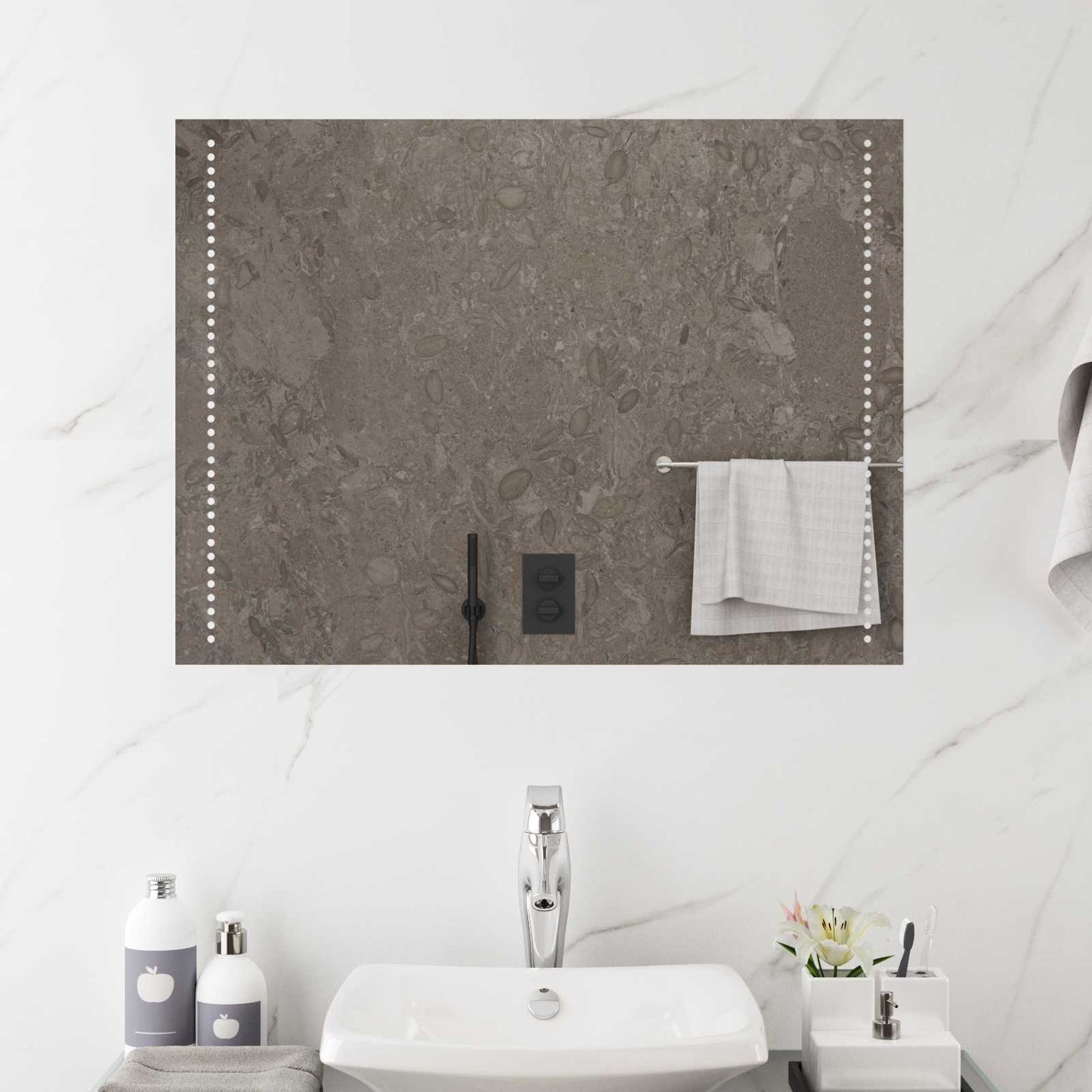 vidaXL LED Bathroom Mirror Transparent 60 x 80 cm Tempered Glass