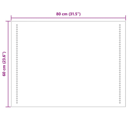 vidaXL LED Bathroom Mirror Transparent 60 x 80 cm Tempered Glass