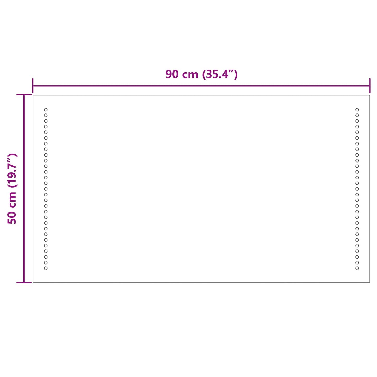 vidaXL LED Bathroom Mirror Transparent 50 x 90 cm Tempered Glass