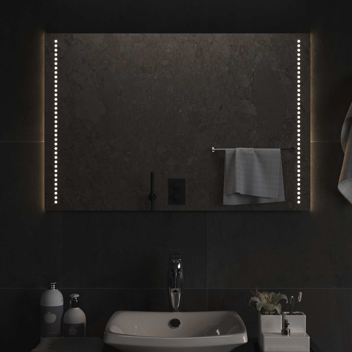 vidaXL LED Bathroom Mirror Transparent 60 x 90 cm Tempered Glass