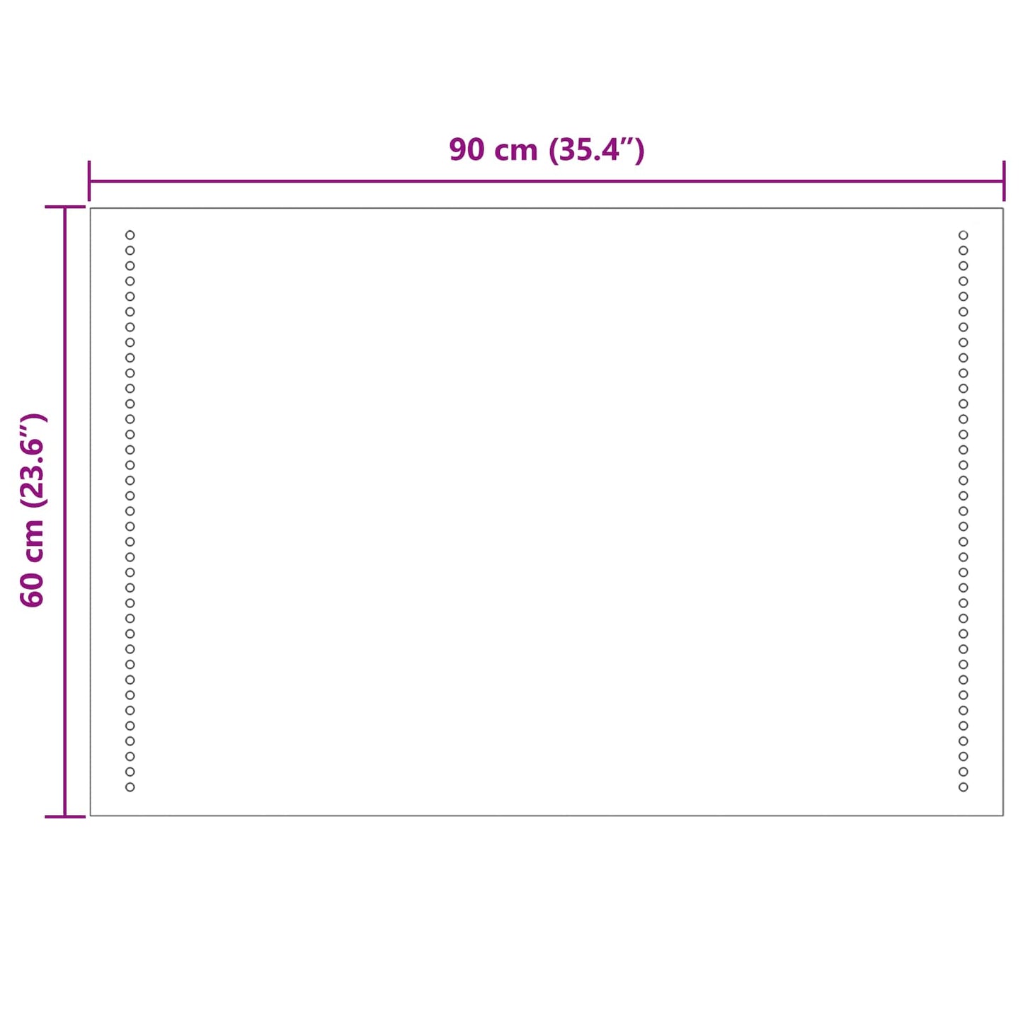 vidaXL LED Bathroom Mirror Transparent 60 x 90 cm Tempered Glass