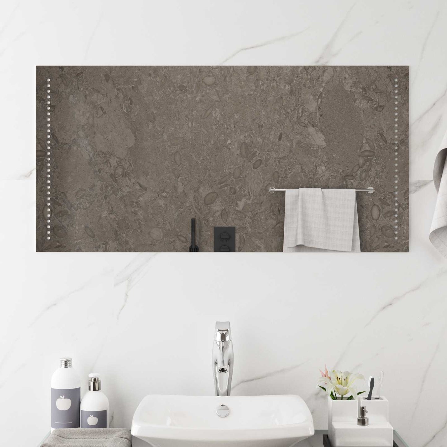 vidaXL LED Bathroom Mirror Transparent 50 x 10 cm Tempered Glass