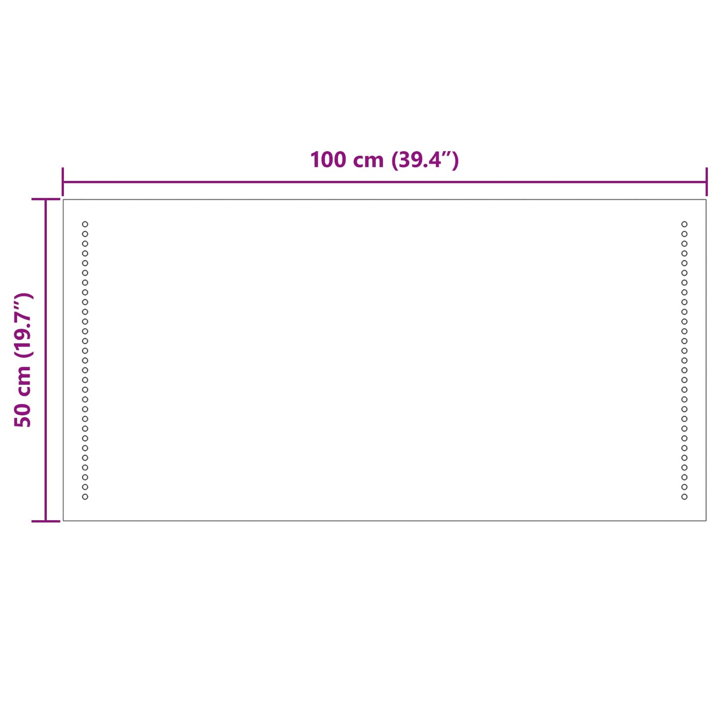 vidaXL LED Bathroom Mirror Transparent 50 x 10 cm Tempered Glass