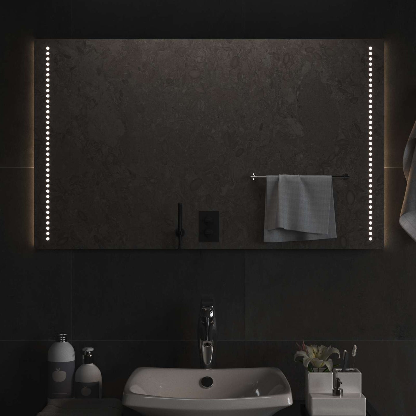 vidaXL LED Bathroom Mirror Transparent 60 x 10 cm Tempered Glass