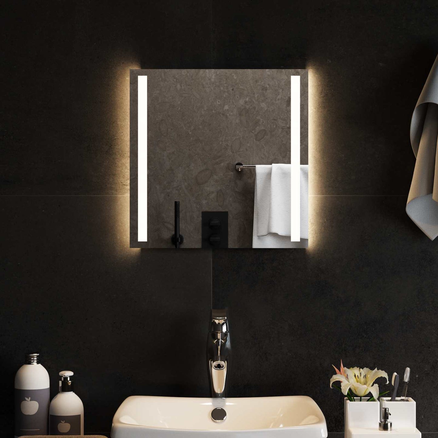 vidaXL LED Bathroom Mirror Transparent 40 x 40 cm Tempered Glass