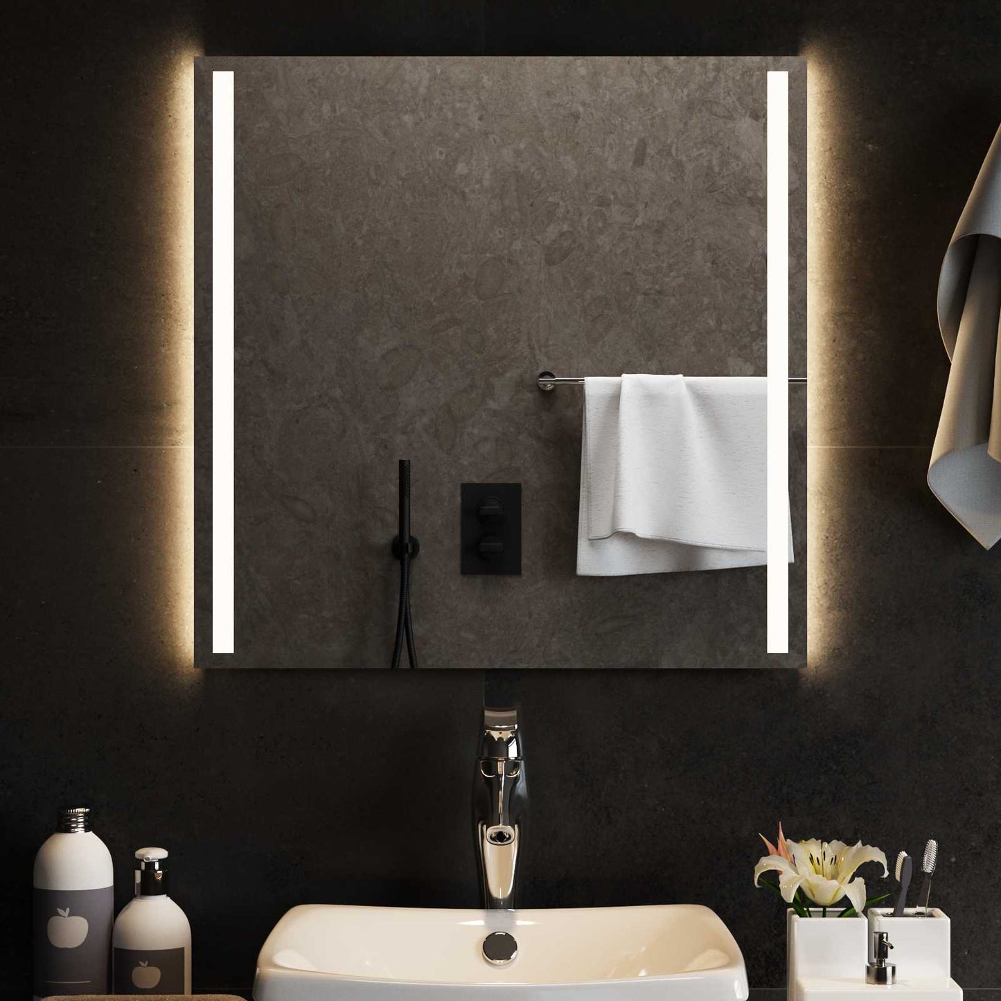 vidaXL LED Bathroom Mirror Transparent 60 x 60 cm Tempered Glass