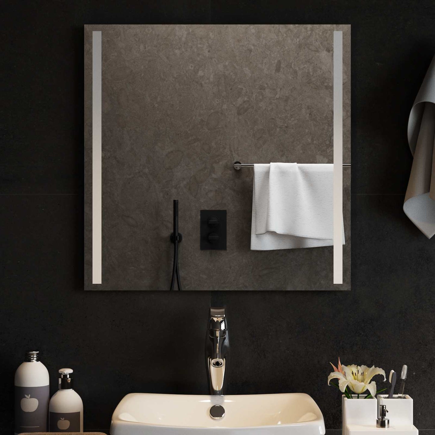 vidaXL LED Bathroom Mirror Transparent 60 x 60 cm Tempered Glass