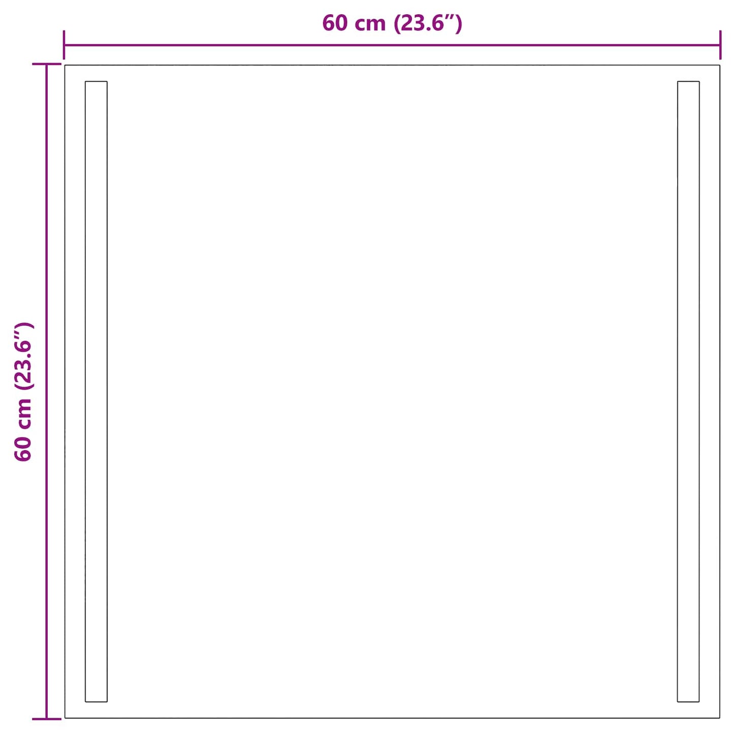 vidaXL LED Bathroom Mirror Transparent 60 x 60 cm Tempered Glass