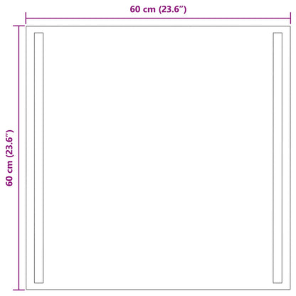 vidaXL LED Bathroom Mirror Transparent 60 x 60 cm Tempered Glass