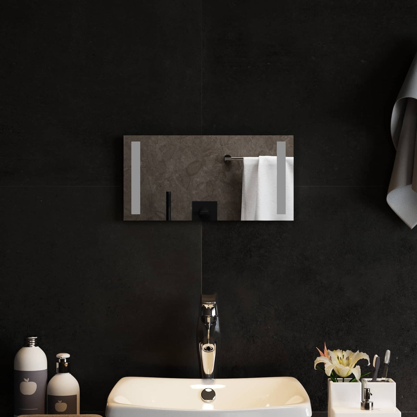 vidaXL LED Bathroom Mirror Transparent 40 x 20 cm Tempered Glass