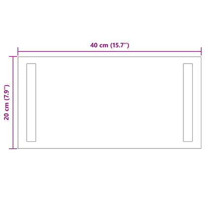 vidaXL LED Bathroom Mirror Transparent 40 x 20 cm Tempered Glass