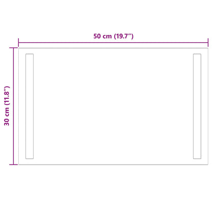vidaXL LED Bathroom Mirror Transparent 50 x 30 cm Tempered Glass