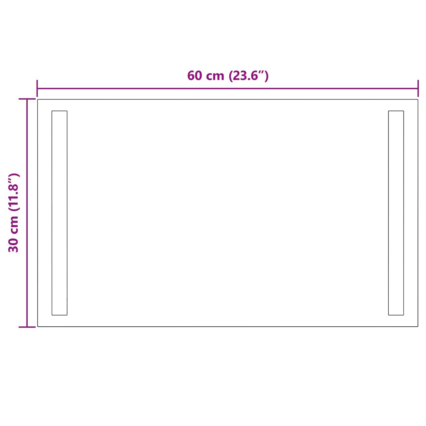 vidaXL LED Bathroom Mirror Transparent 60 x 30 cm Tempered Glass