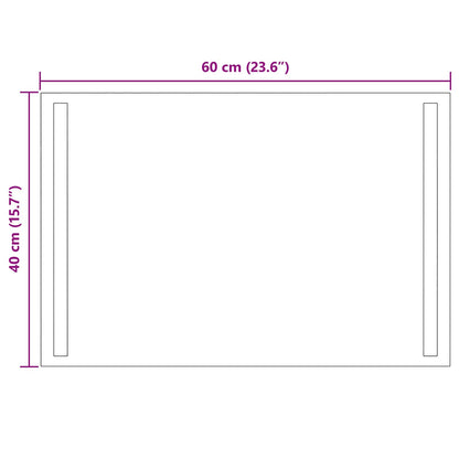 vidaXL LED Bathroom Mirror Transparent 60 x 40 cm Tempered Glass