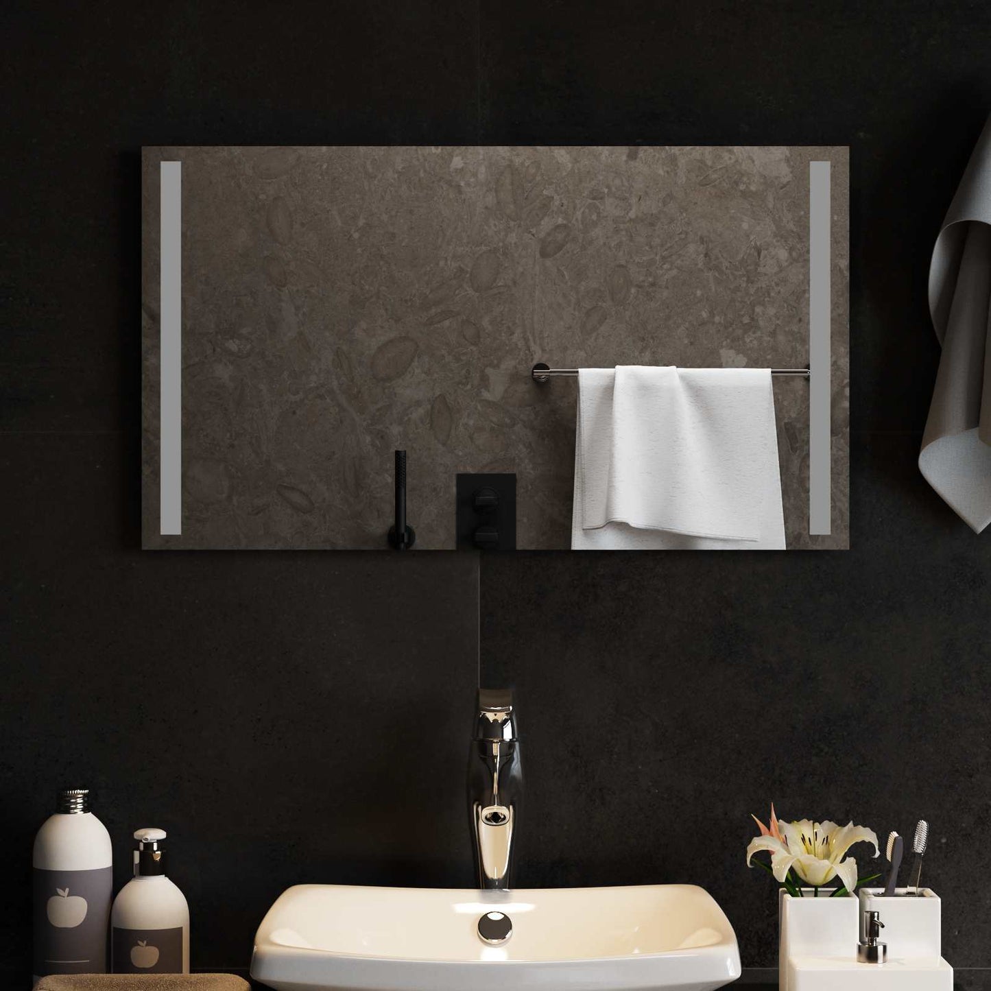 vidaXL LED Bathroom Mirror Transparent 70 x 40 cm Tempered Glass