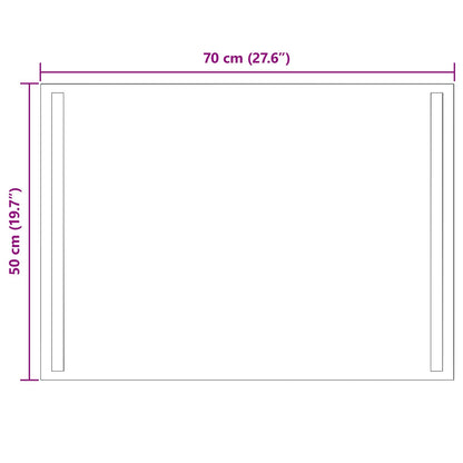 vidaXL LED Bathroom Mirror Transparent 70 x 50 cm Tempered Glass