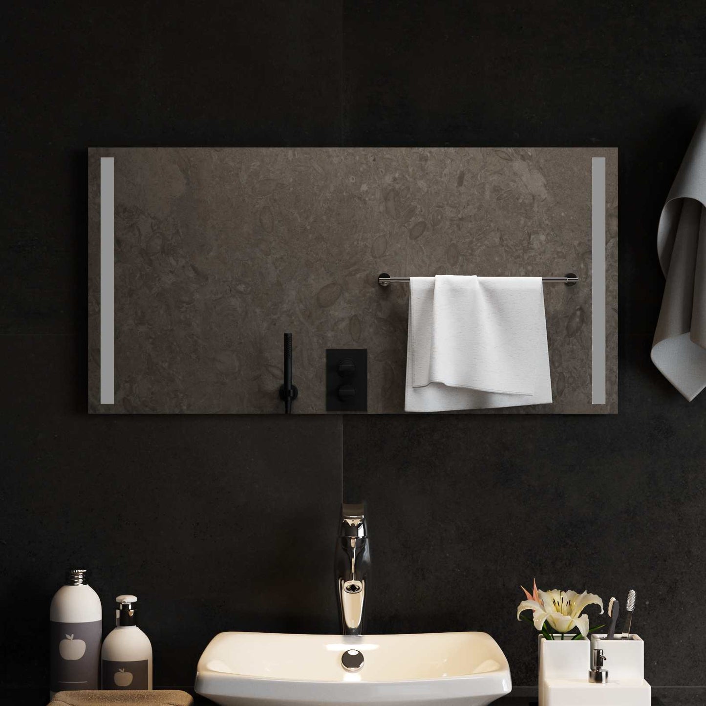 vidaXL LED Bathroom Mirror Transparent 80 x 40 cm Tempered Glass