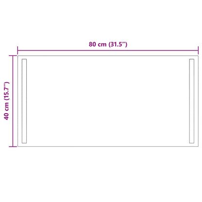 vidaXL LED Bathroom Mirror Transparent 80 x 40 cm Tempered Glass