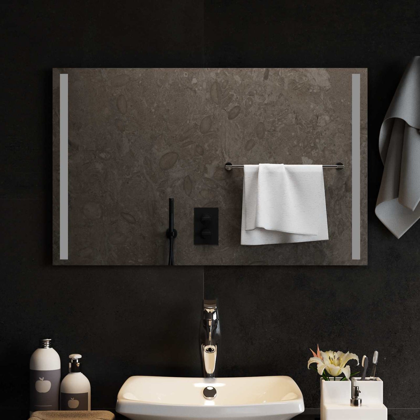 vidaXL LED Bathroom Mirror Transparent 80 x 50 cm Tempered Glass