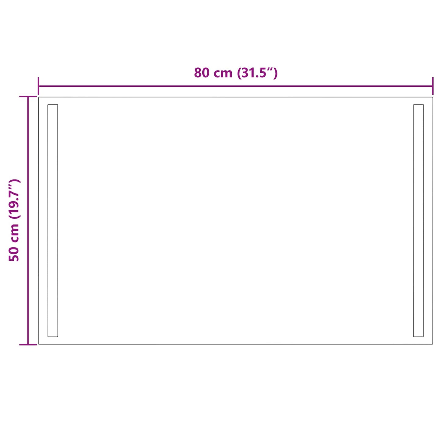 vidaXL LED Bathroom Mirror Transparent 80 x 50 cm Tempered Glass