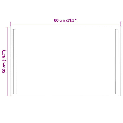 vidaXL LED Bathroom Mirror Transparent 80 x 50 cm Tempered Glass