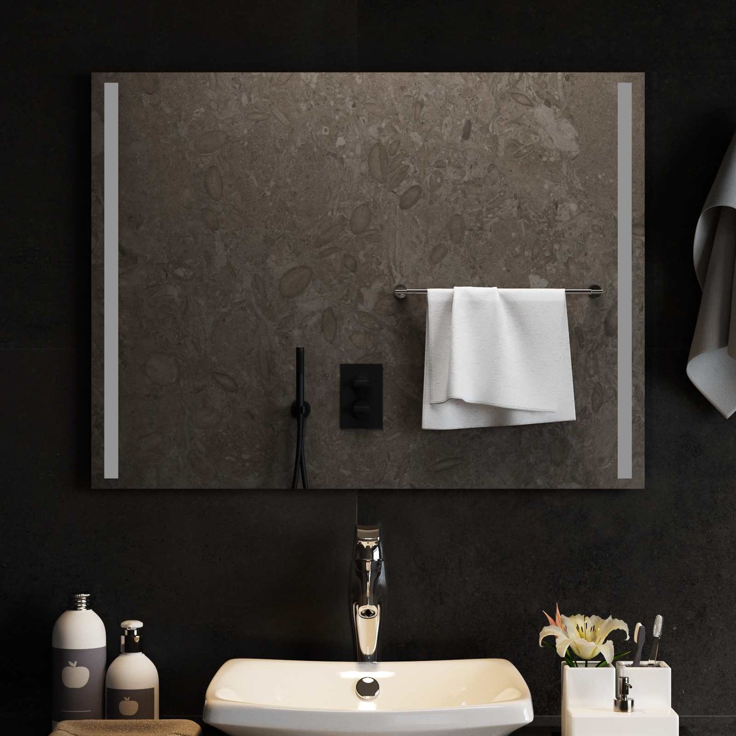 vidaXL LED Bathroom Mirror Transparent 80 x 60 cm Tempered Glass