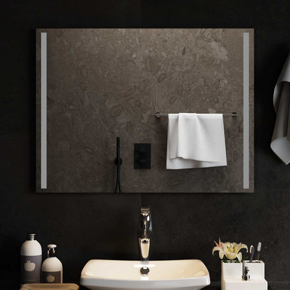 vidaXL LED Bathroom Mirror Transparent 80 x 60 cm Tempered Glass