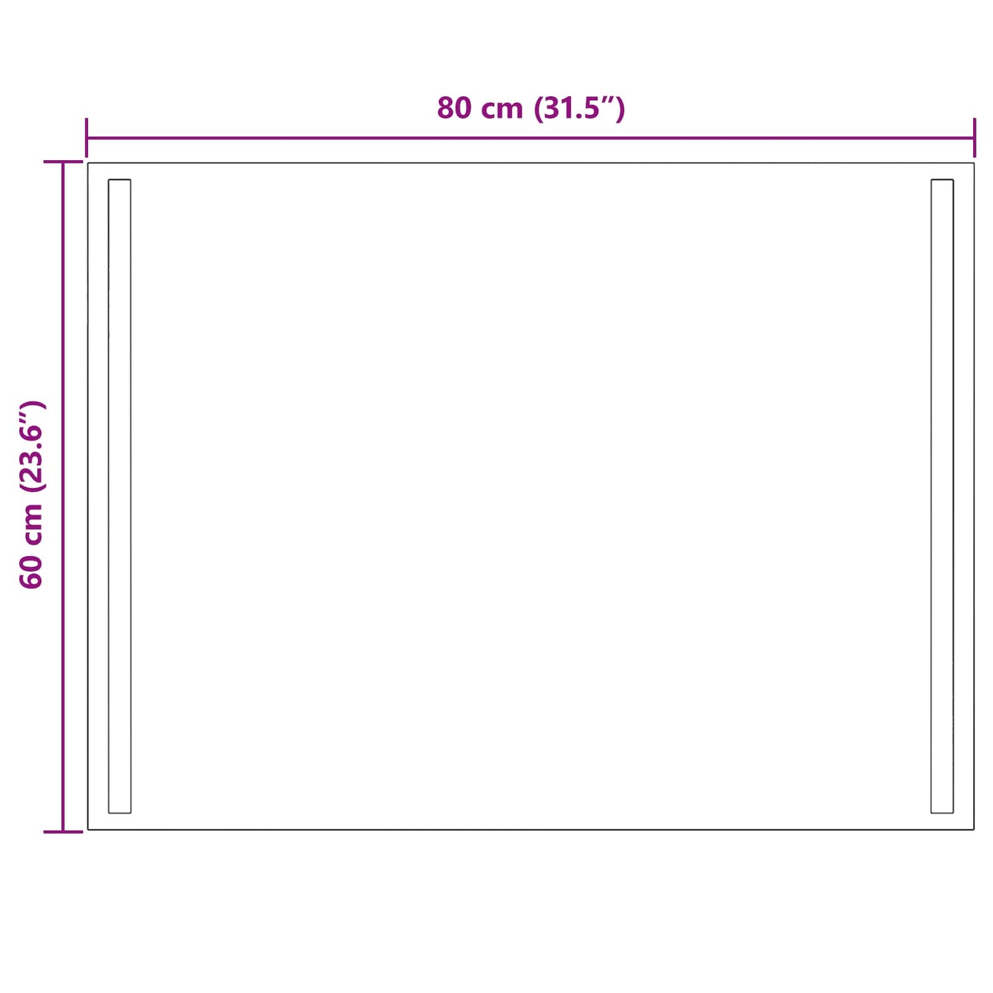 vidaXL LED Bathroom Mirror Transparent 80 x 60 cm Tempered Glass