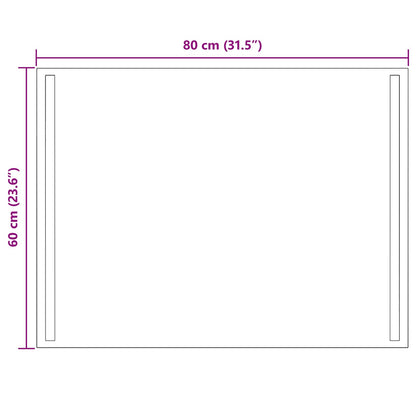 vidaXL LED Bathroom Mirror Transparent 80 x 60 cm Tempered Glass